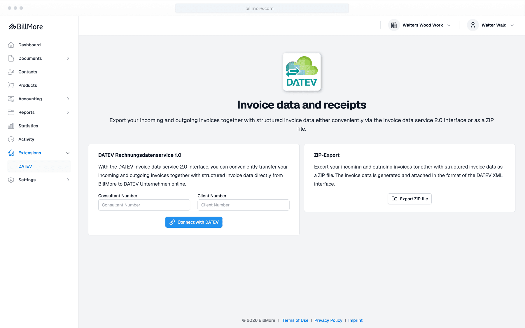 Invoice software with DATEV integration