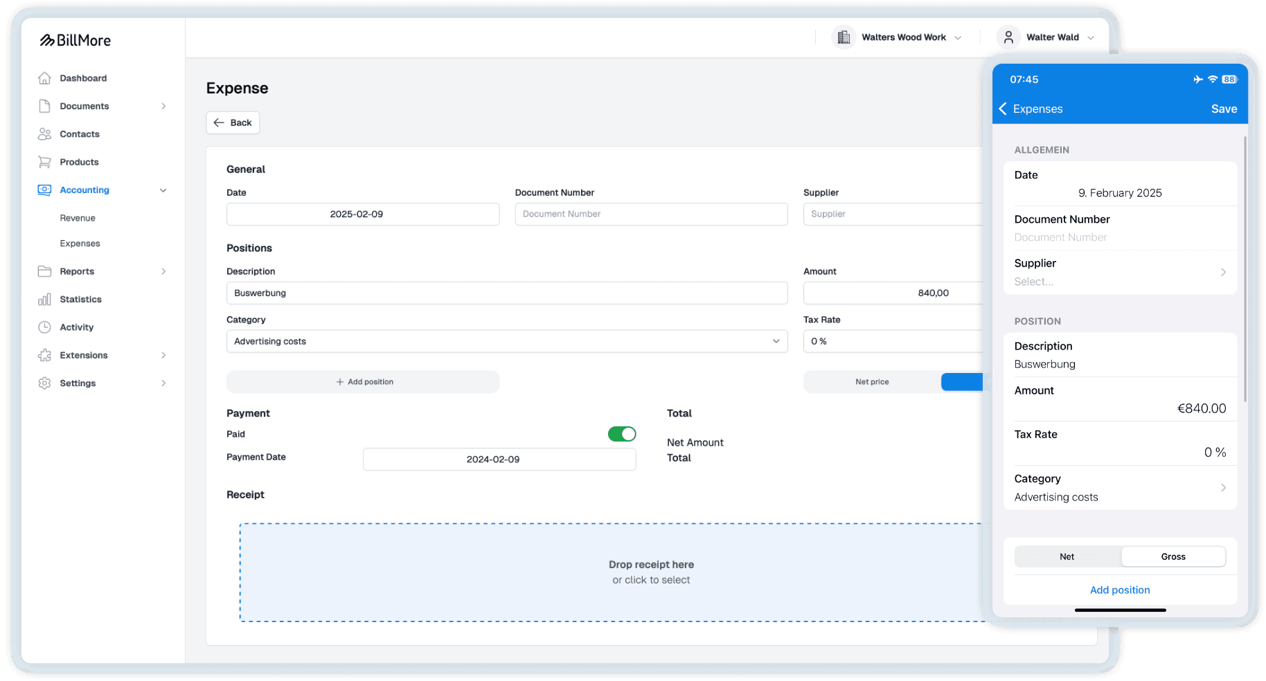 Write invoices with BillMore