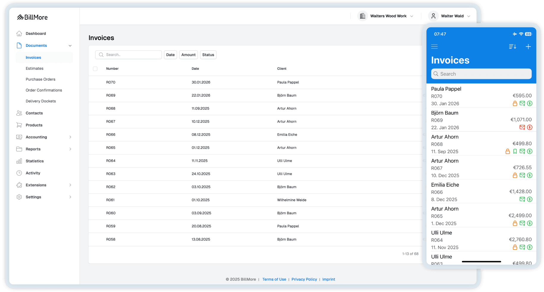 Write invoices with BillMore